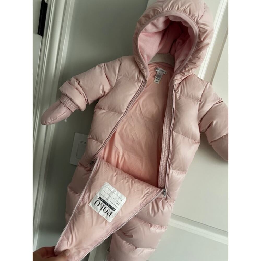 Ralph Lauren NWOT Water Repellent Down Girl Bunting Snowsuit Pink 9mo - Picture 8 of 12